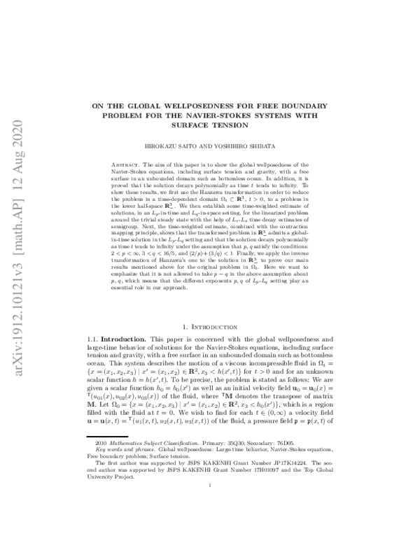 (PDF) On the global wellposedness for free boundary problem for the ...