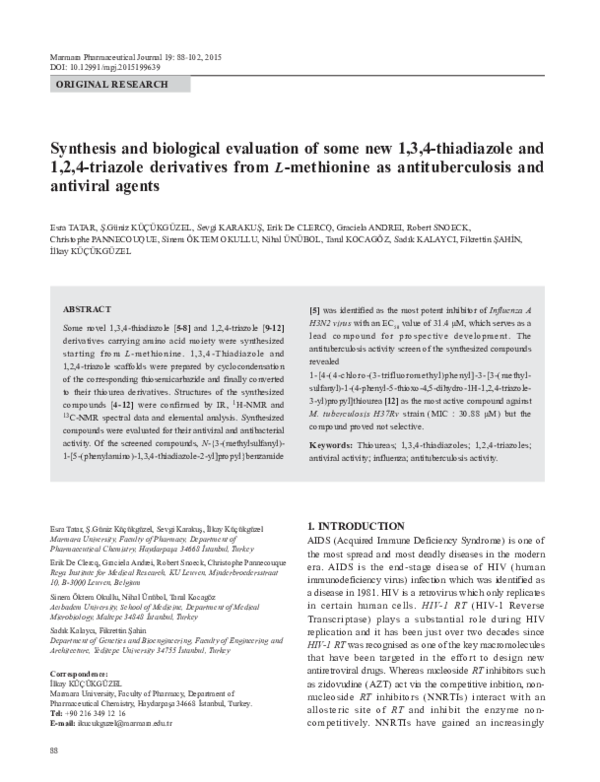 (PDF) Synthesis and biological evaluation of some new 1,3,4-thiadiazole ...