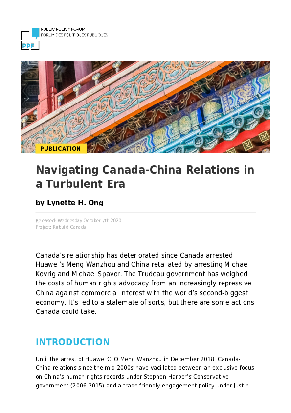 (PDF) Navigating Canada-China Relations in a Turbulent Era