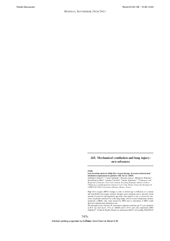 (PDF) Mechanical ventilation and lung injury : new advances