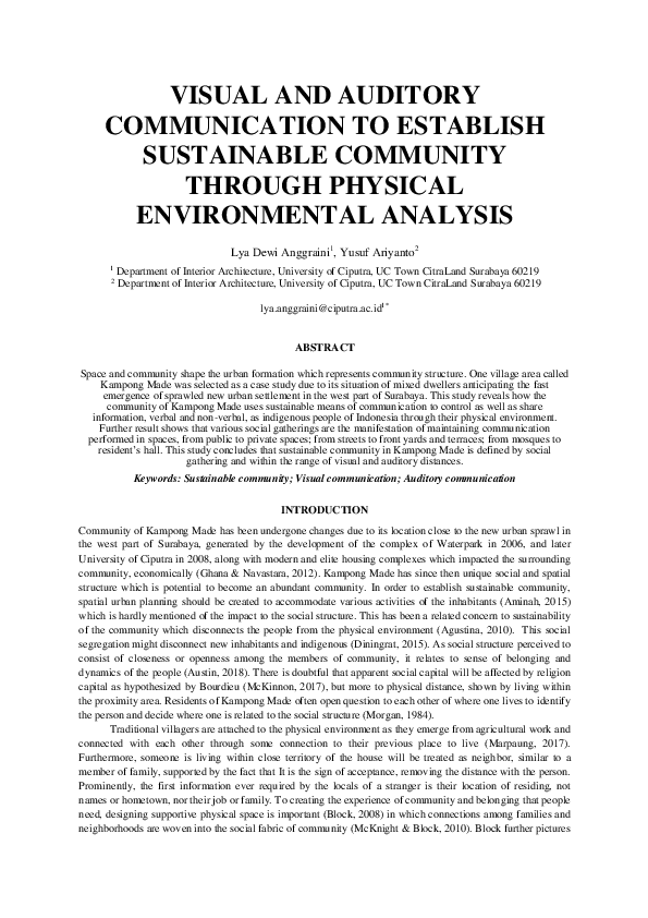 (PDF) Visual and Auditory Communication to Establish Sustainable ...