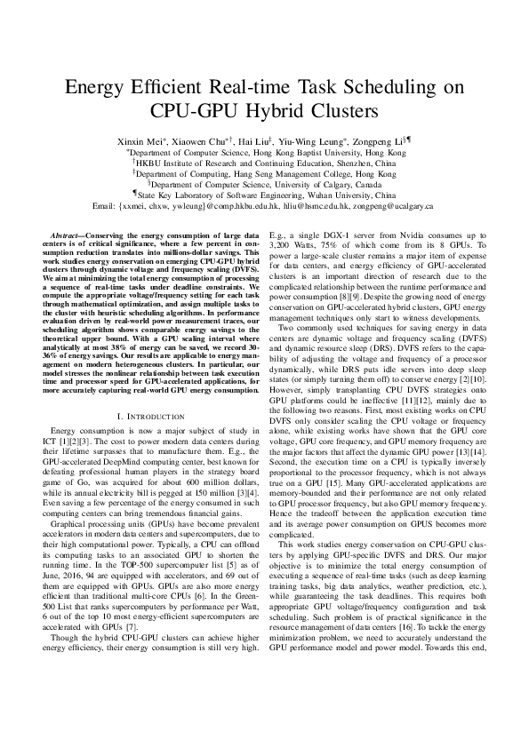 (PDF) Energy efficient real-time task scheduling on CPU-GPU hybrid clusters