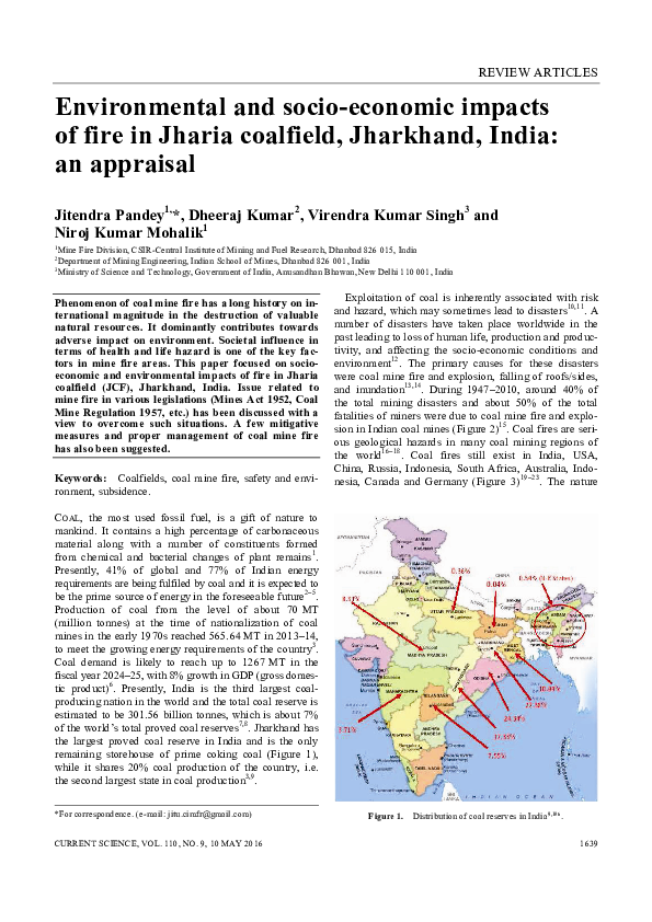 (PDF) Environmental and Socio-Economic Impacts of Fire in Jharia ...