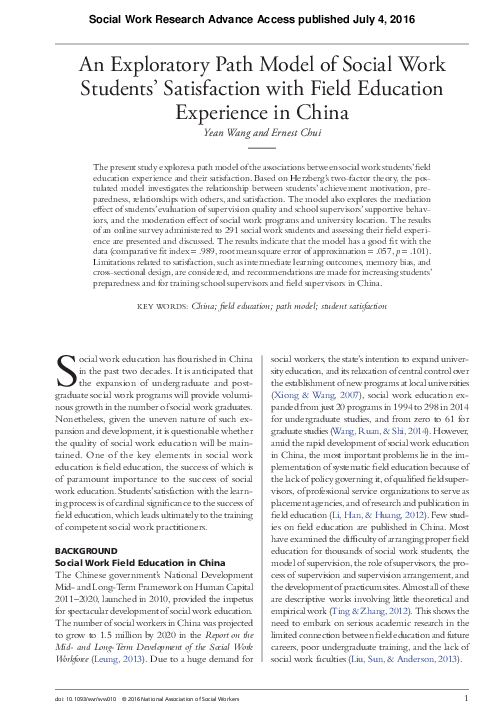 (PDF) An Exploratory Path Model of Social Work Students’ Satisfaction ...