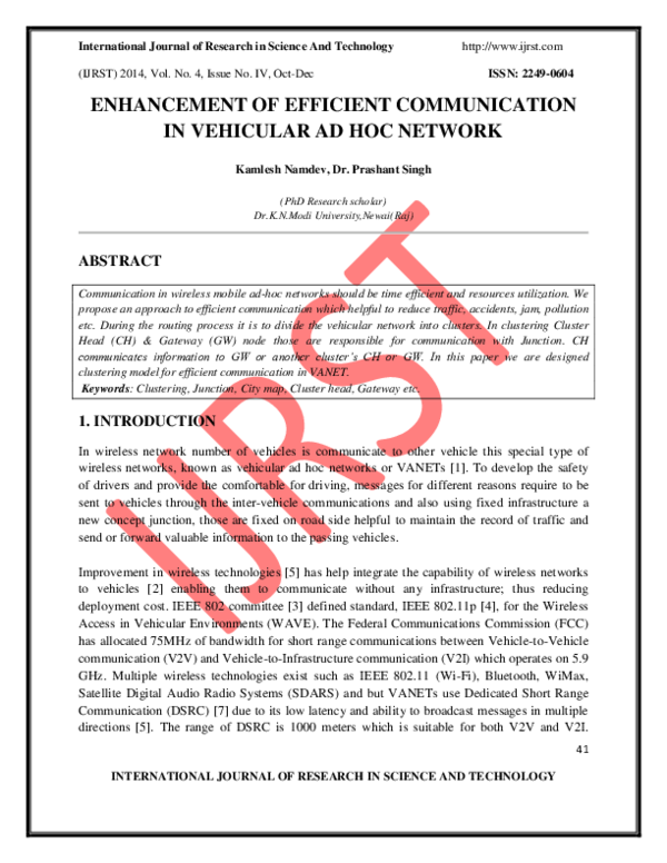 (PDF) Enhancement of Efficient Communication in Vehicular Ad Hoc Network