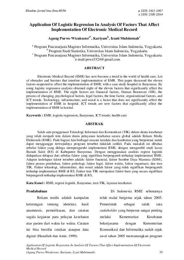 (PDF) Application of Logistic Regression in Analysis of Factors That ...