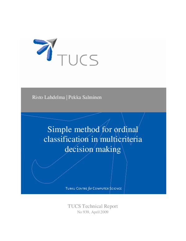 (PDF) Multicriteria decision making