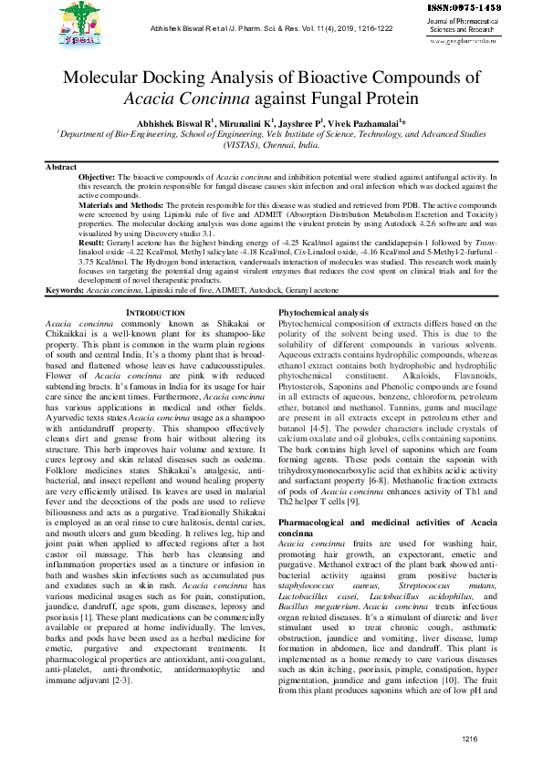 (PDF) Molecular Docking Analysis of Bioactive Compounds of Acacia ...