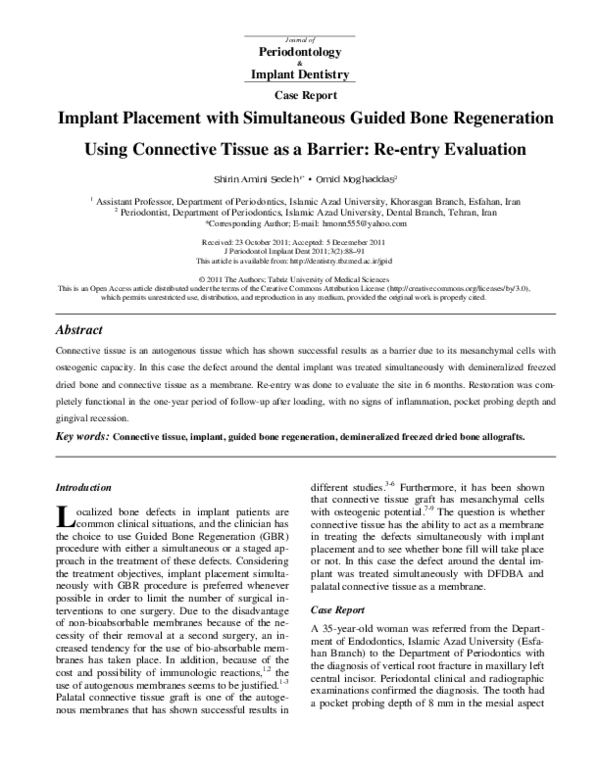 (PDF) Implant placement with simultaneous guided bone regeneration ...