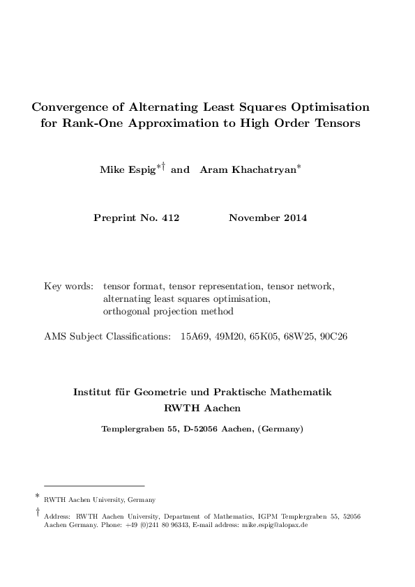 (PDF) Convergence of Alternating Least Squares Optimisation for Rank ...