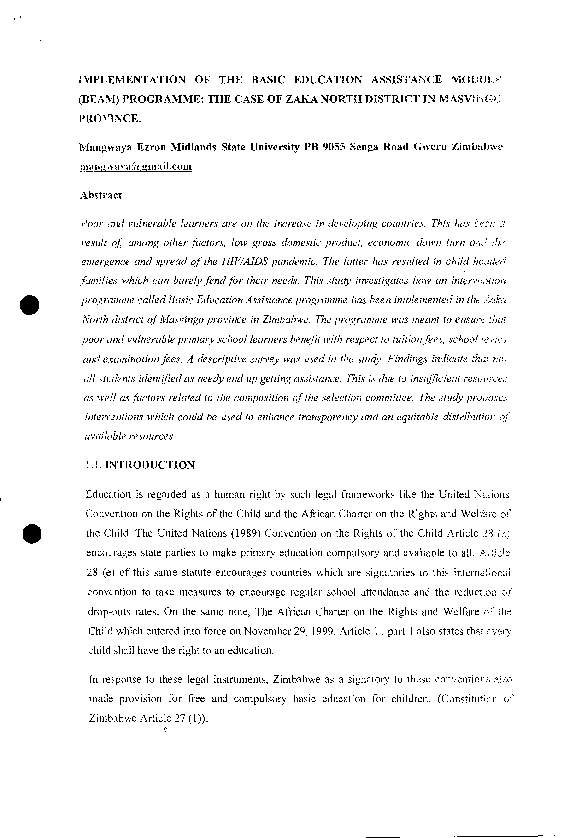 (PDF) Implementation of the basic education assistance module (BEAM ...