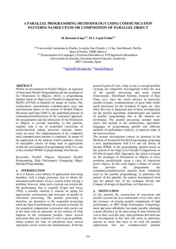 (PDF) A Parallel Programming Methodology Using Communication Patterns ...
