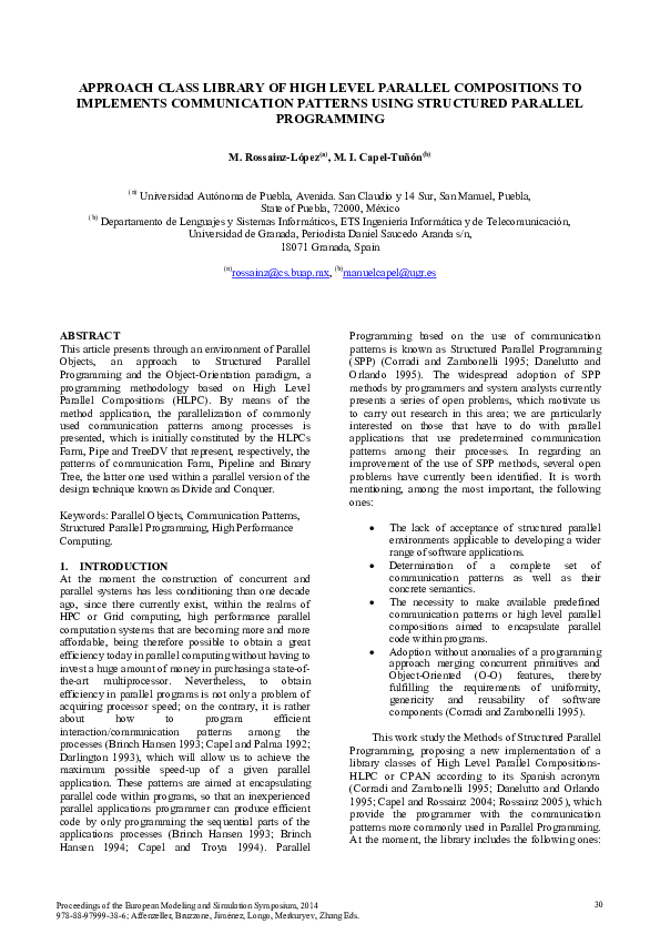 (PDF) Approach class library of high level parallel compositions to ...