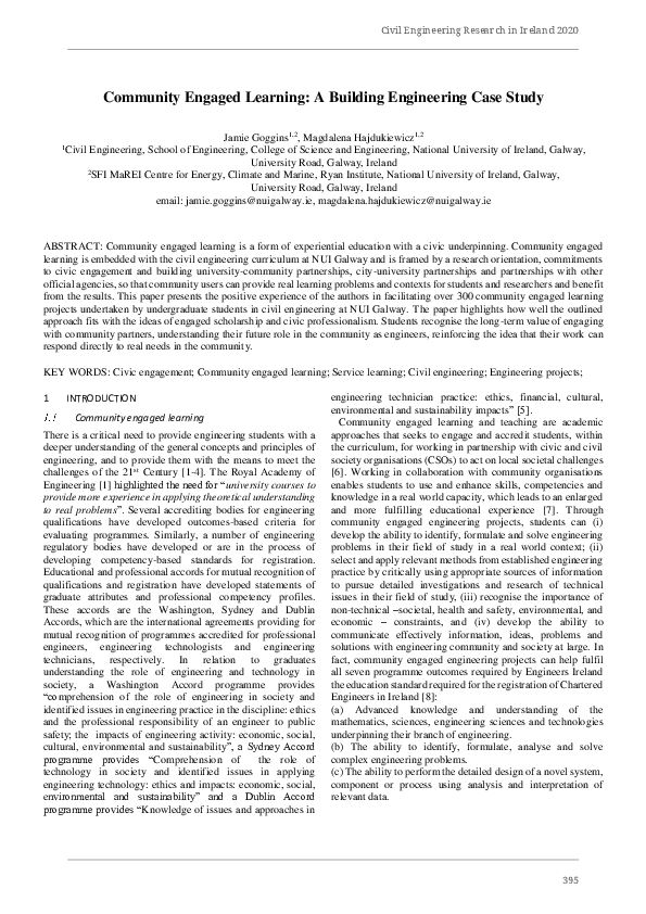(PDF) Community Engaged Learning : A Building Engineering Case Study