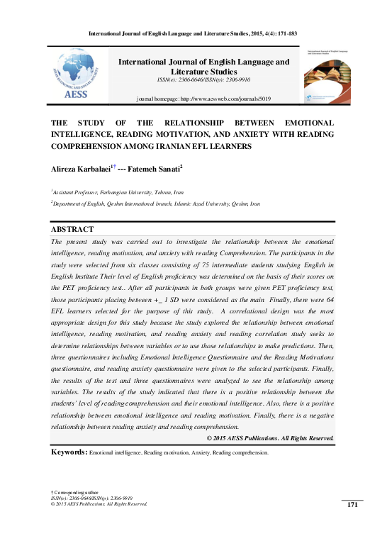 (PDF) The Study of the Relationship between Emotional Intelligence ...