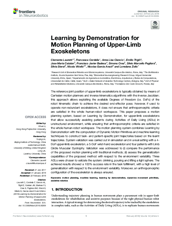 (PDF) Learning by Demonstration for Motion Planning of Upper-Limb ...