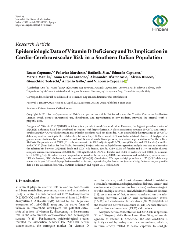 (PDF) Epidemiologic Data of Vitamin D Deficiency and Its Implication in ...
