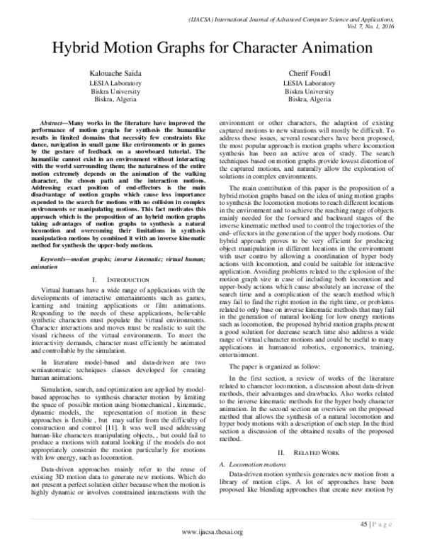 (PDF) Hybrid Motion Graphs for Character Animation CHERIF FOUDIL