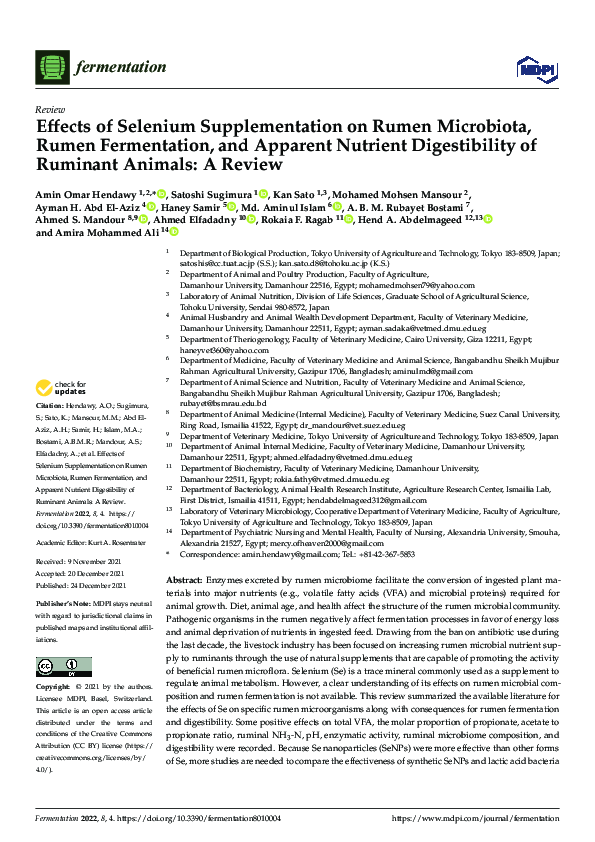(PDF) Effects of Selenium Supplementation on Rumen Microbiota, Rumen ...