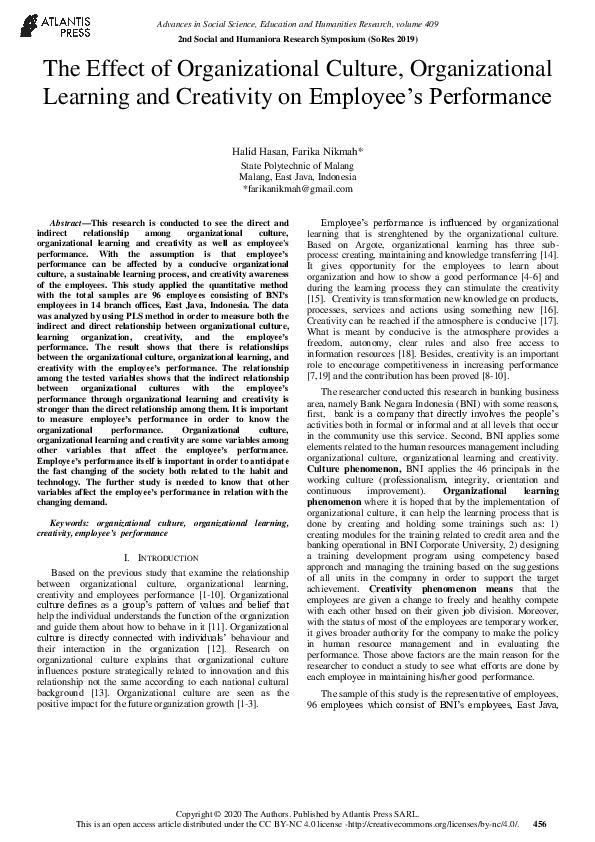 (PDF) The Effect of Organizational Culture, Organizational Learning and ...