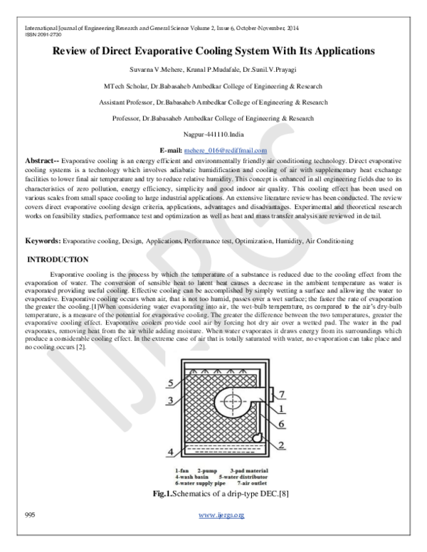 (PDF) Review of Direct Evaporative Cooling System With Its Applications