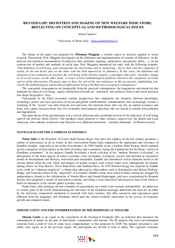 (PDF) Beyond GDP: Definition and Making of New Welfare Indicators ...