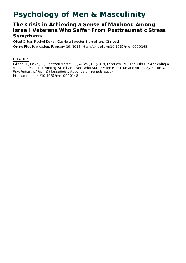 (PDF) Psychology of Men & Masculinity The Crisis in Achieving a Sense ...