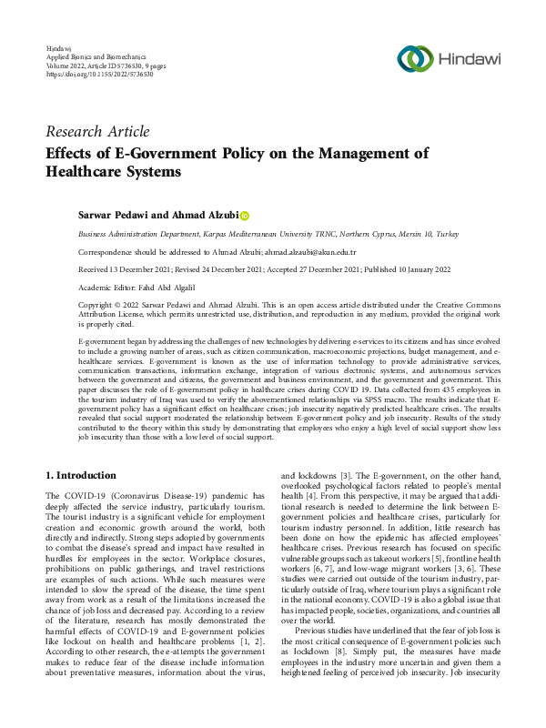(PDF) Effects of E-Government Policy on the Management of Healthcare ...