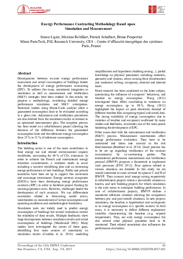 (PDF) Energy Performance Contracting Methodology Based upon Simulation ...