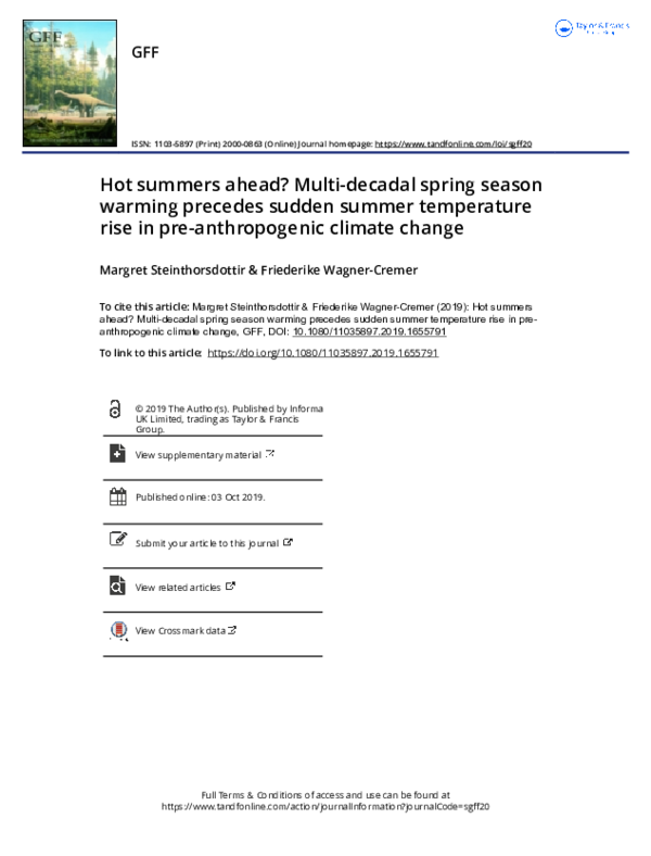 (PDF) Hot summers ahead? Multi-decadal spring season warming precedes ...