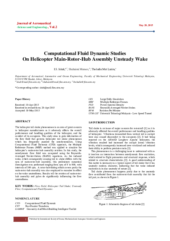 (PDF) Computational fluid dynamic studies on helicopter main-rotor-hub ...