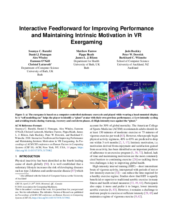 (PDF) Interactive Feedforward for Improving Performance and Maintaining ...
