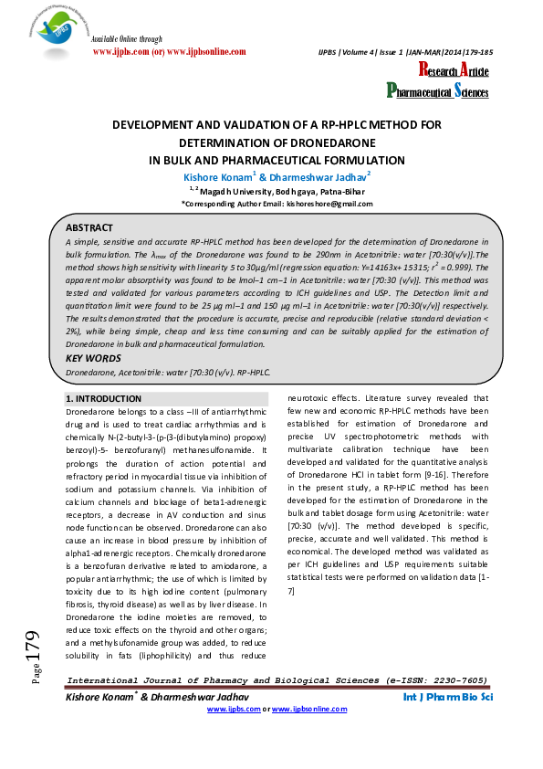 (PDF) Development and Validation of a RP-HPLC Method for Determination ...
