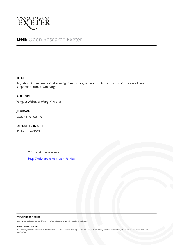 (PDF) Experimental and numerical investigation on coupled motion ...