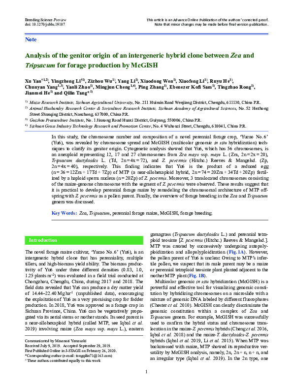 (PDF) Analysis of the genitor origin of an intergeneric hybrid clone ...