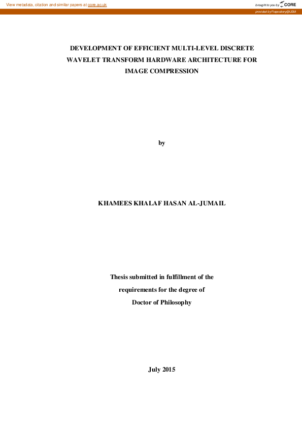 (PDF) DEVELOPMENT OF EFFICIENT MULTI-LEVEL DISCRETE WAVELET TRANSFORM ...