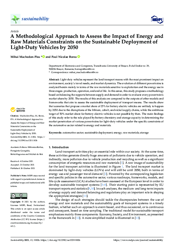 (PDF) A Methodological Approach to Assess the Impact of Energy and Raw