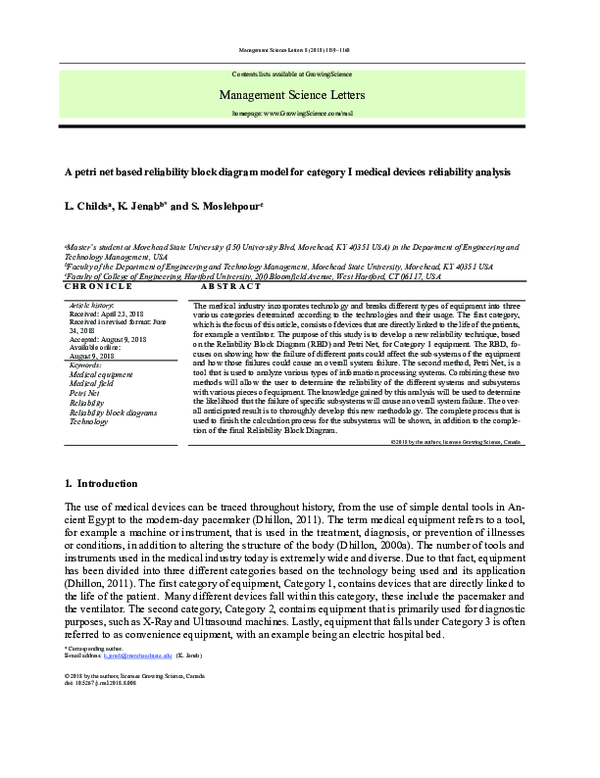 (PDF) A petri net based reliability block diagram model for category I ...