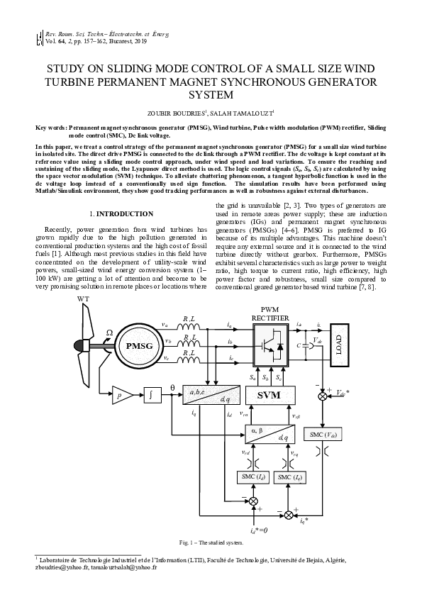 (PDF) Study on Sliding Mode Control of a Small Size Wind Turbine ...