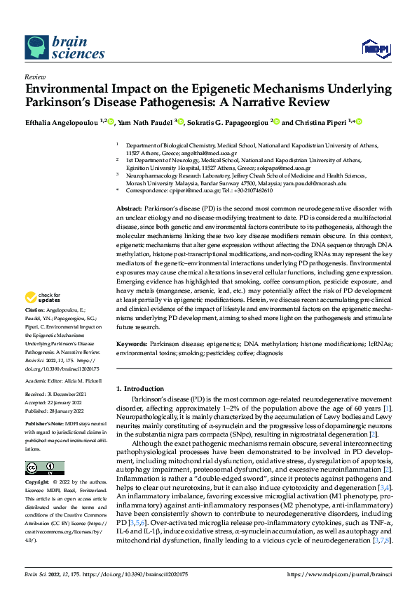 (PDF) Environmental Impact on the Epigenetic Mechanisms Underlying ...
