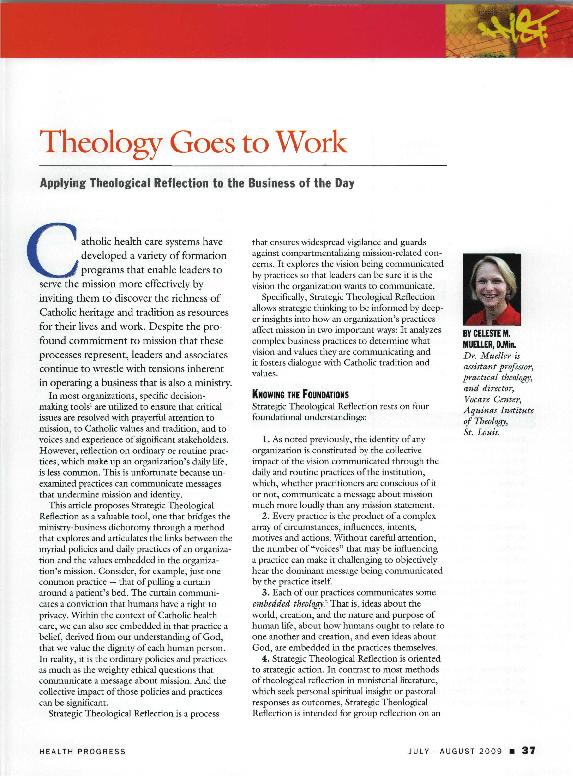 (PDF) Theology goes to work. Applying theological reflection to the ...