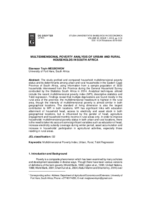 (PDF) Multidimensional Poverty Analysis of Urban and Rural Households ...