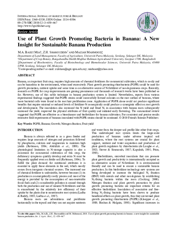 (PDF) Use of plant growth promoting bacteria in banana a new insight