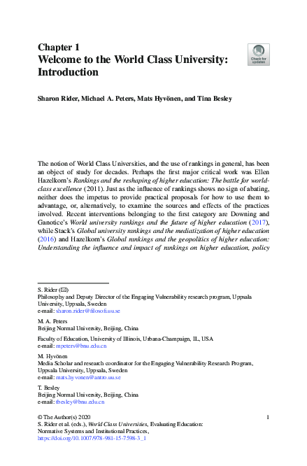 (PDF) Welcome to the World Class University: Introduction