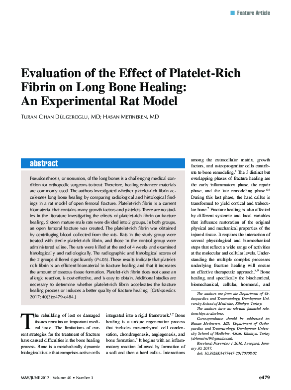 (PDF) Evaluation of the Effect of Platelet-Rich Fibrin on Long Bone ...