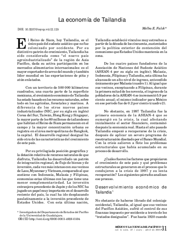(PDF) La economía de Tailandia Melba Falck Academia.edu