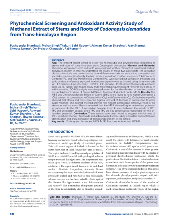 (PDF) Phytochemical Screening and Antioxidant Activity Study of ...
