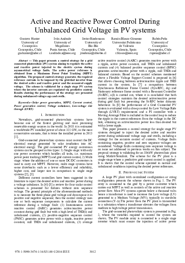 (PDF) Active and reactive power control during unbalanced grid voltage ...