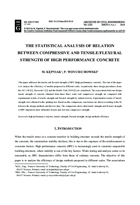 Pdf The Statistical Analysis Of Relation Between Compressive And
