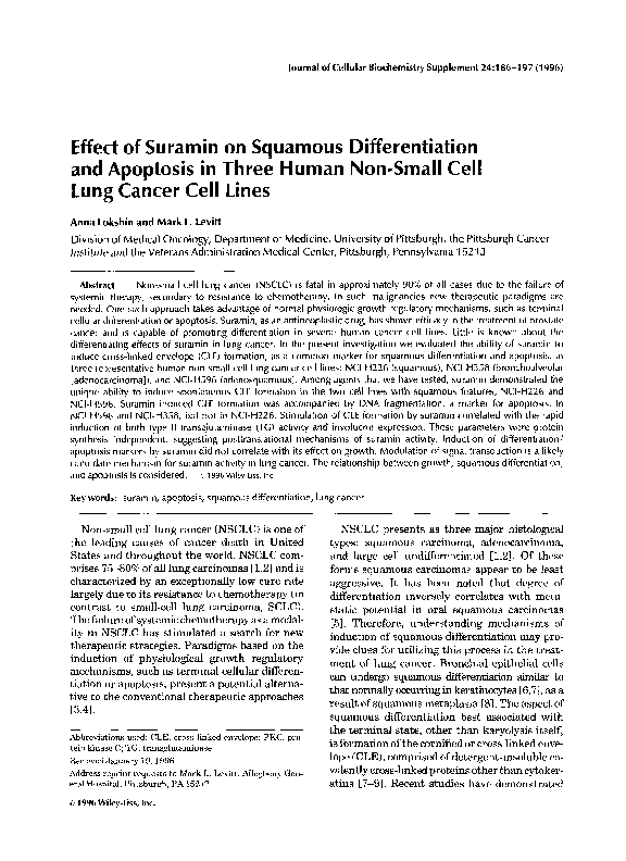 (PDF) Effect of suramin on squamous differentiation and apoptosis in ...